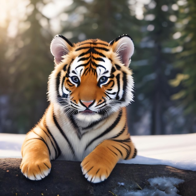 Tiger Sitting on a Snow-Covered Log – Free Stock Photo for Download