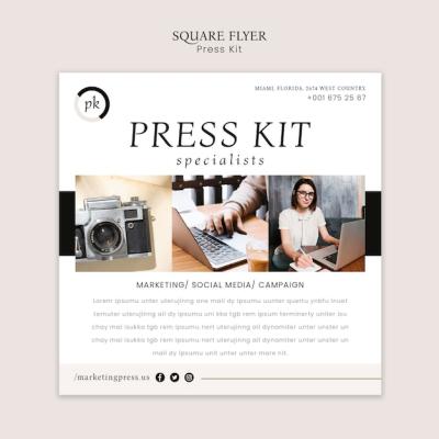 Minimal Press Kit Square Flyer Template – Free to Download