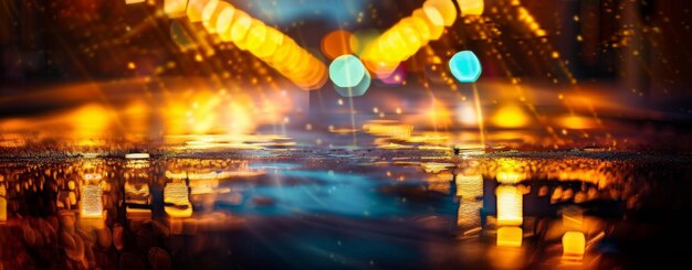 Night City Street with Wet Asphalt and Bokeh Lights – Free Download