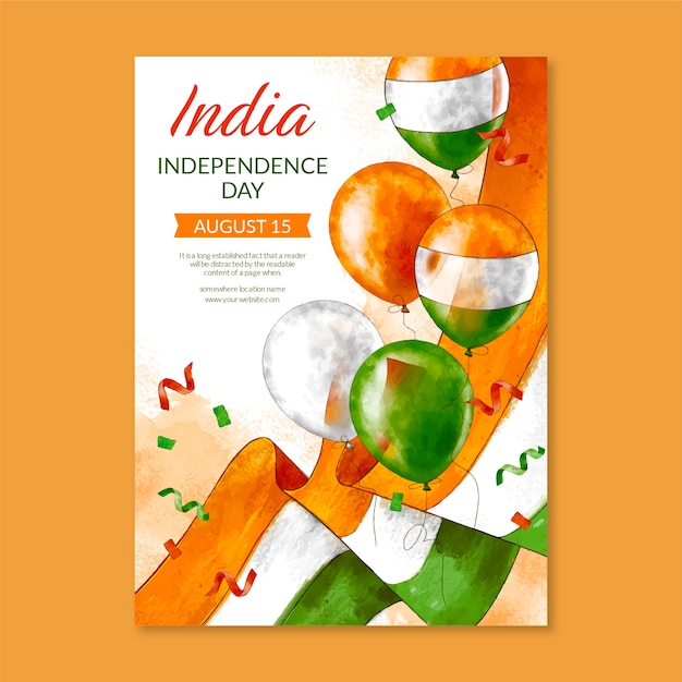 Gradient India Independence Day Vertical Poster Template – Free Download