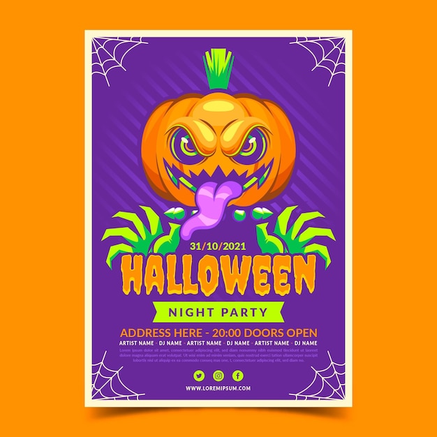 Flat Halloween Party Vertical Flyer Template – Free Download