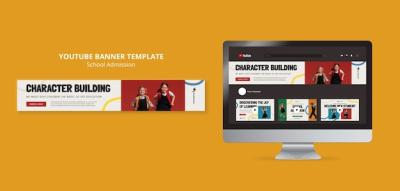 Flat Design School Admission YouTube Banner – Free to Download