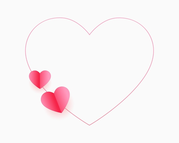 Line Heart Frame with Two Paper Hearts and Text Space – Free Download