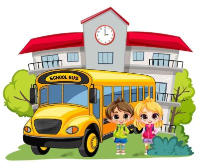 Student with School Bus at School – Free Download, Free Stock Photo