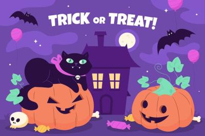 Flat Background Design for Halloween Celebration – Free to Download