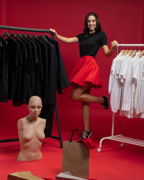 Woman Posing and Looking at Camera While Shopping – Free Download