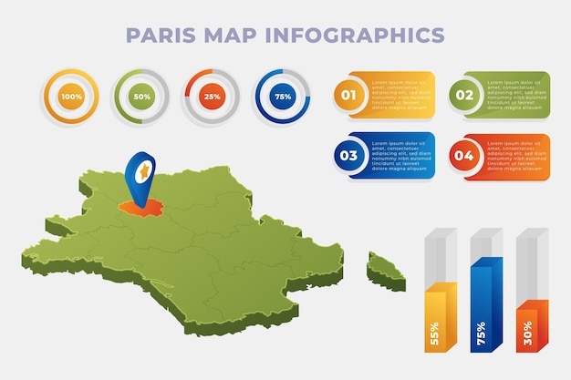 Isometric Paris Map Infographics – Free to Download