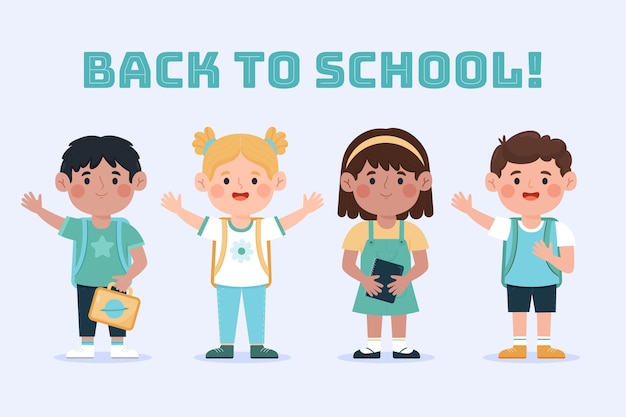 Back to School Drawn Children Vector Template – Free Download