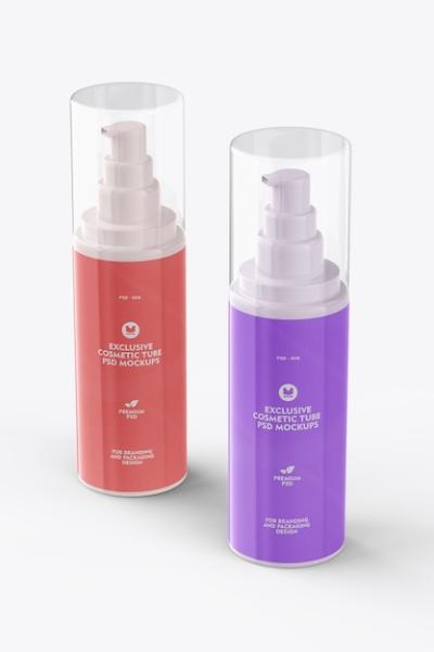 3D View Cosmetic Tube Bottle Mockup – Free Download