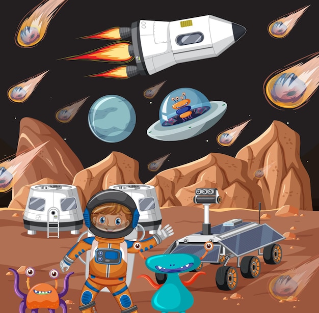 An Astronaut and Aliens on a Planet – Free Download