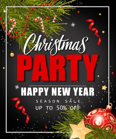 Christmas Party and Season Sale Lettering – Free Stock Photo, Download for Free