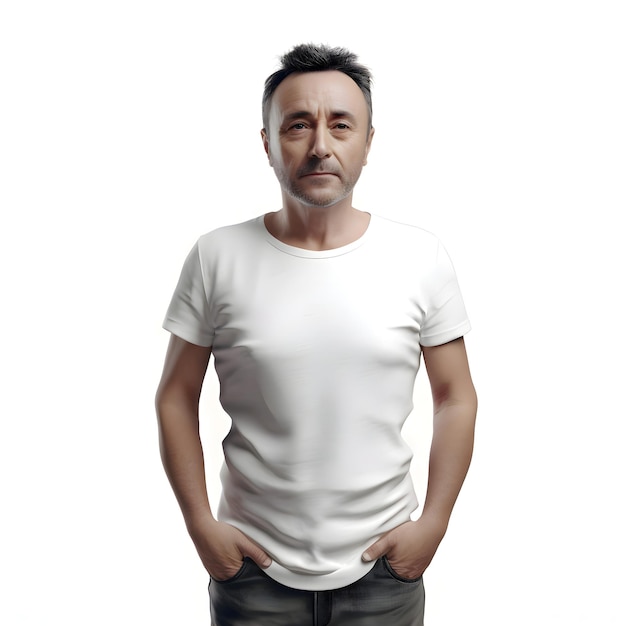 Asian Man Portrait in White T-Shirt on White Background – Free Stock Photo for Download