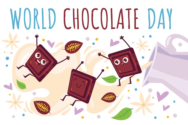 Flat World Chocolate Day Background – Free Download