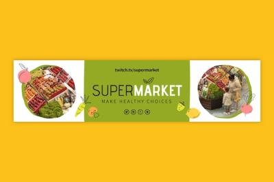 Flat Supermarket Twitch Banner – Free Download