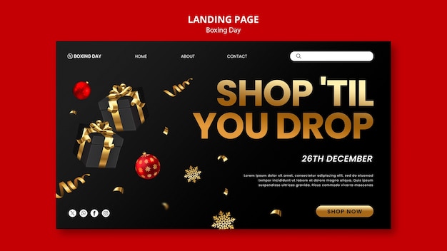 Boxing Day Celebration Landing Page Template – Free Download