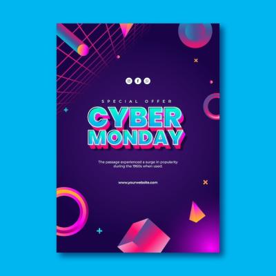 Gradient Vertical Poster Template for Cyber Monday Sale – Free Download