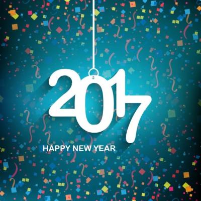 Happy New Year Background 2017 with Colored Confetti – Free to Download