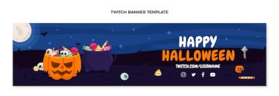 Flat Halloween Twitch Banner – Free Download