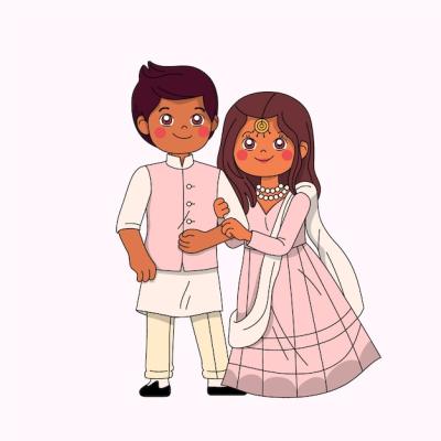 Hand Drawn Wedding Cartoon Illustration – Free Download