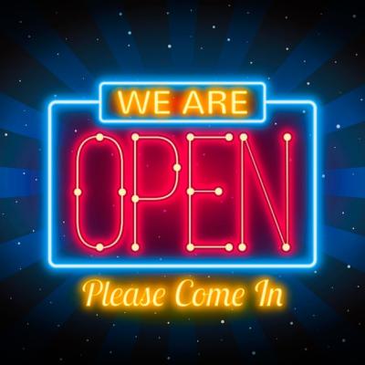 Glowing ‘We Are Open’ Sign – Free Download