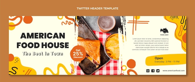 American Food Flat Design Twitter Header – Free Download