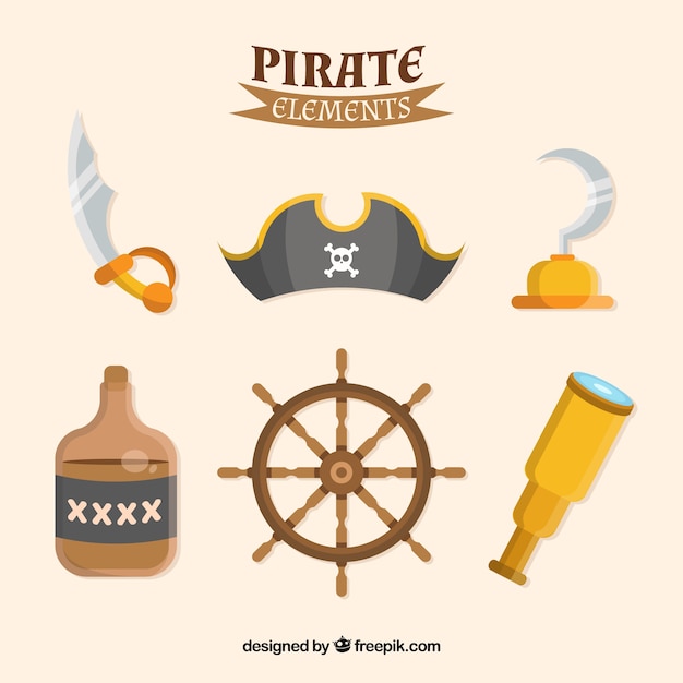 Flat Design Pirate Elements – Free to Download Free Stock Photo