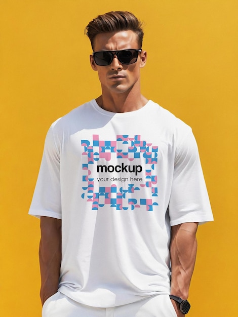 Oktoberfest Male Model Unisex Oversized Tee Mockup – Download Free Stock Photo