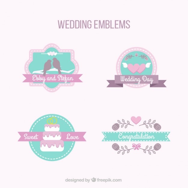 Lovely Wedding Emblems in Pastel Colors – Free Stock Photo Download