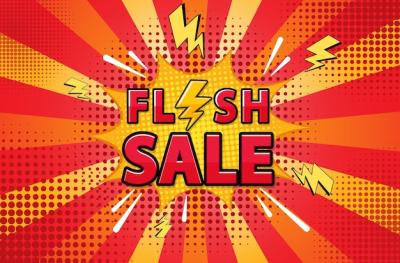 Retro Comic Style Flash Sale Illustration – Free Download