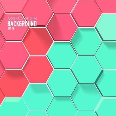 Light Mosaic Background Featuring Red and Green Hexagons – Free Download