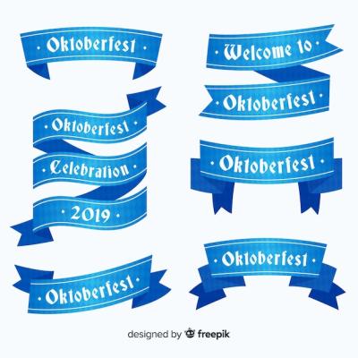 Oktoberfest Ribbons Collection – Free Download of Flat Design Vector Templates