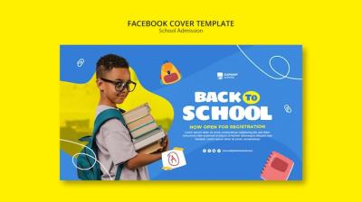 Flat Design School Admission Facebook Cover – Free Download