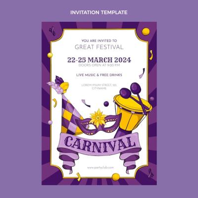 Hand Drawn Carnival Invitation Template – Free Download