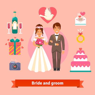 Bride and Groom Wedding Icons Set – Free Download