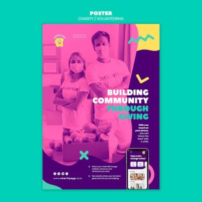 Creative Volunteering Poster Template | Free Download