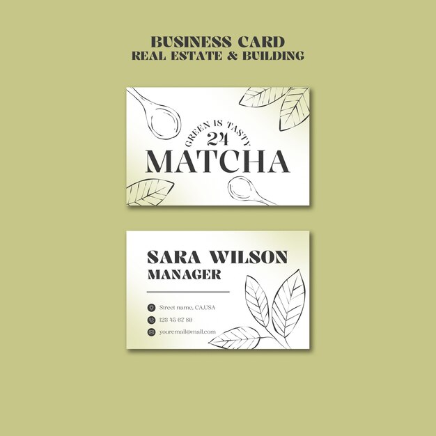 Matcha Tea Business Card – Free Download, Free Stock Photo