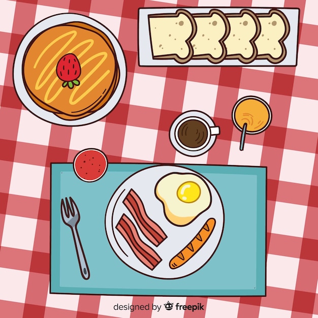 Hand-Drawn Breakfast Illustration – Free Download