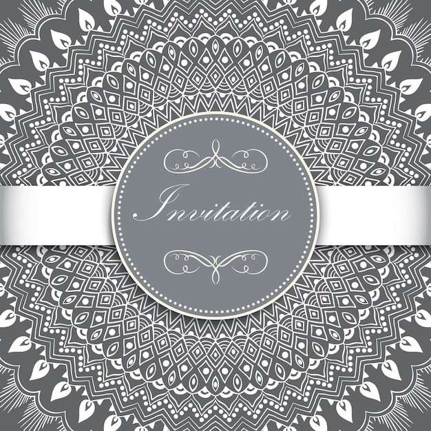 Ornamental Round Lace Wedding Invitation and Announcement Card – Free Download