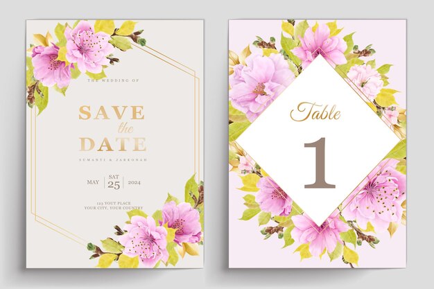 Cherry Blossom Wedding Invitation Card – Free Download