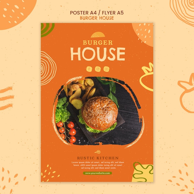 Burger House Poster Template – Free Download