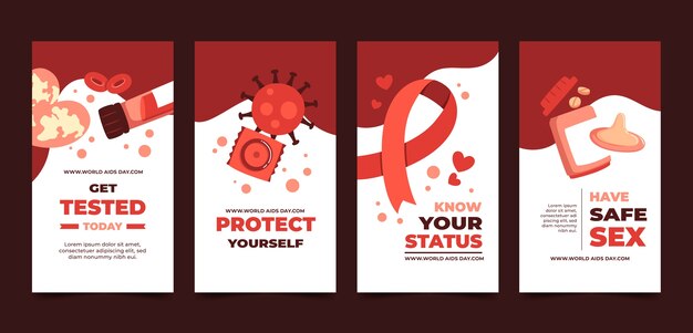 Flat Instagram Stories Collection for World AIDS Day Awareness – Free Download