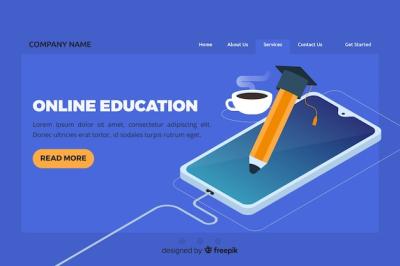 Isometric Online Education Landing Page – Free Download