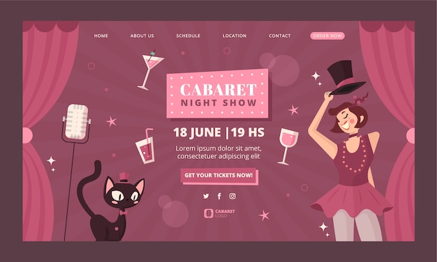 Hand Drawn Cabaret Landing Page Template – Free Download