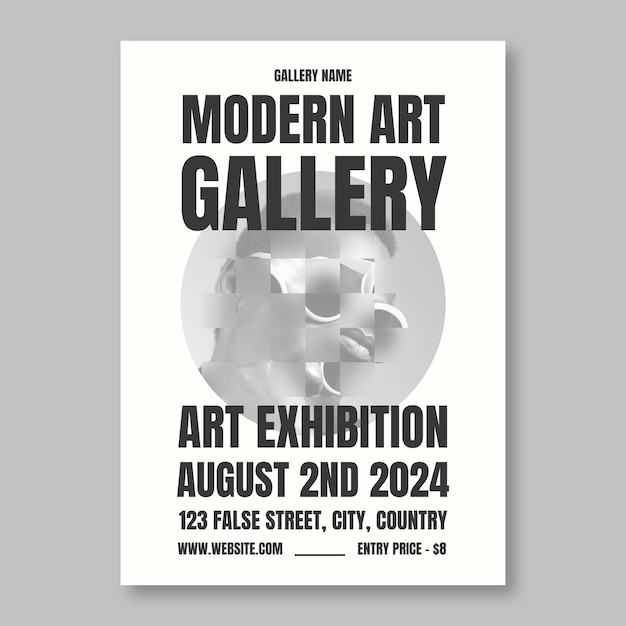 Minimalist Monochrome Modern Art Gallery Poster Template – Free Download