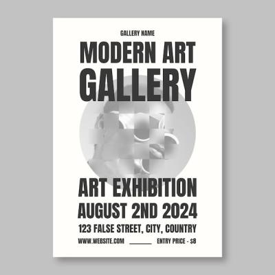 Minimalist Monochrome Modern Art Gallery Poster Template – Free Download