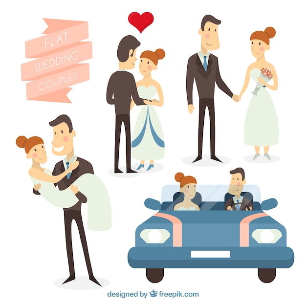 Flat Design Wedding Couples – Free Download, Download Free Stock Photo