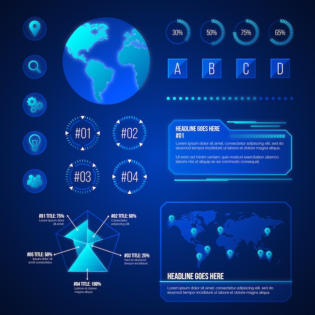 Futuristic Infographic Elements Set – Free to Download