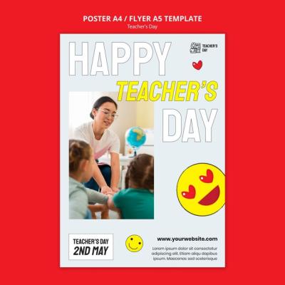 Teacher’s Day Flat Design Template – Free to Download