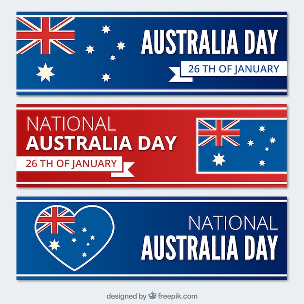 Australia Day Banners in Flat Design – Free Download