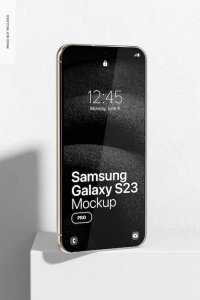 White Samsung Galaxy S23 Mockup on Podium – Free Download